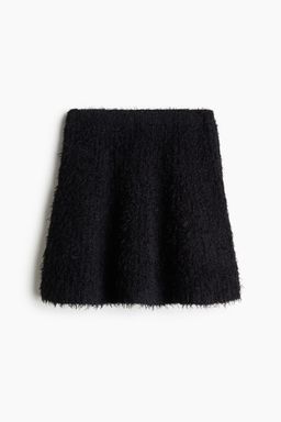 H&M - Women Black Fla Fluffy-Knit Skirt
