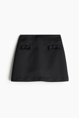 H&M - Women Black Bow-Detail Satin Mini Skirt