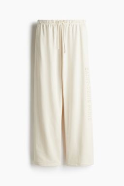 H&M - Women Beige Wide Motif-Detail Joggers