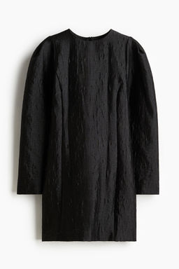 H&M - Women Black Jacquard-Weave Dress