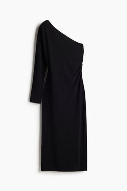 H&M - Women Black Glittery One-Shoulder Dress