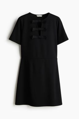 H&M - Women Black Bow-Detail Jersey Dress