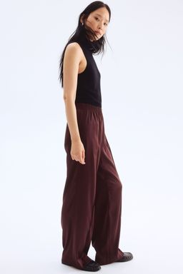 H&M - Women Brown Wide Crease-Detail Trousers