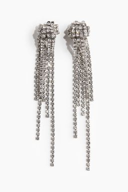 H&M - Women Silver Long Rhinestone Earrings