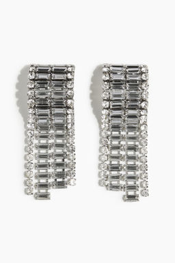 H&M - Women Silver Long Rhinestone Earrings