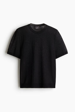 H&M - Men Black Regular Fit Knitted T-Shirt