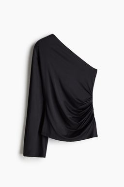 H&M - Women Black Draped One-Shoulder Top