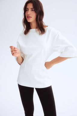 H&M - Women White Waisted T-Shirt