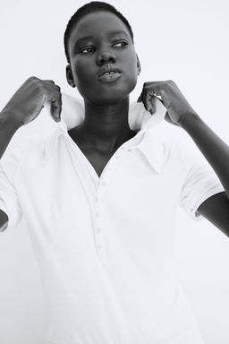 H&M - Women White Fitted Polo Shirt