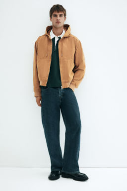 H&M - Men Brown Hooded Workwear Jacket