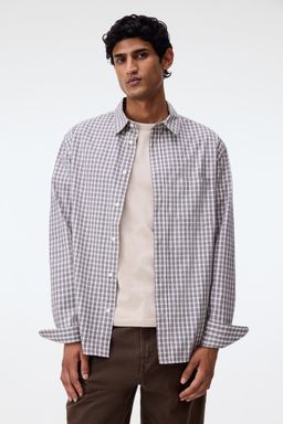 H&M - Men Grey Relaxed Fit Cotton Shirt