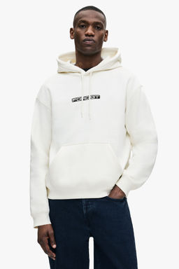 H&M - Men White Loose Fit Printed Hoodie