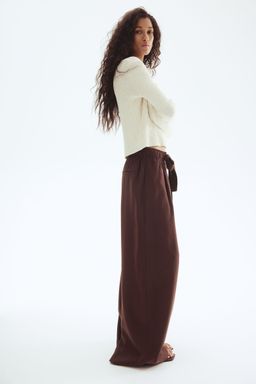 H&M - Women Brown Wide Tie-Belt Trousers