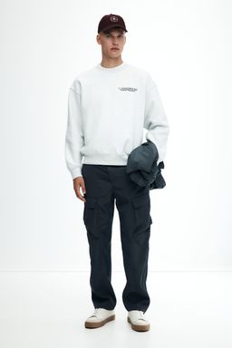 H&M - Men Blue Relaxed Fit Nylon Cargo Trousers