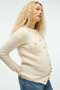 H&M - Women Beige Mama Structu-Knit Cardigan