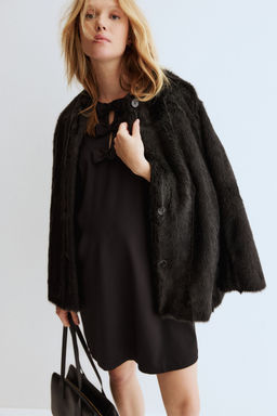 H&M - Women Black Mama Bow-Detail Shift Dress