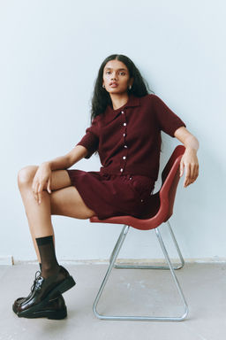 H&M - Women Red Fine-Knit Cardigan