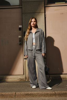 H&M - Women Grey Wide Drawstring Trousers