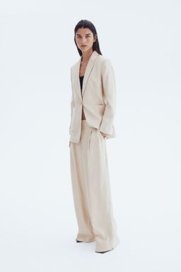 H&M - Women Beige Wide Tailo Trousers