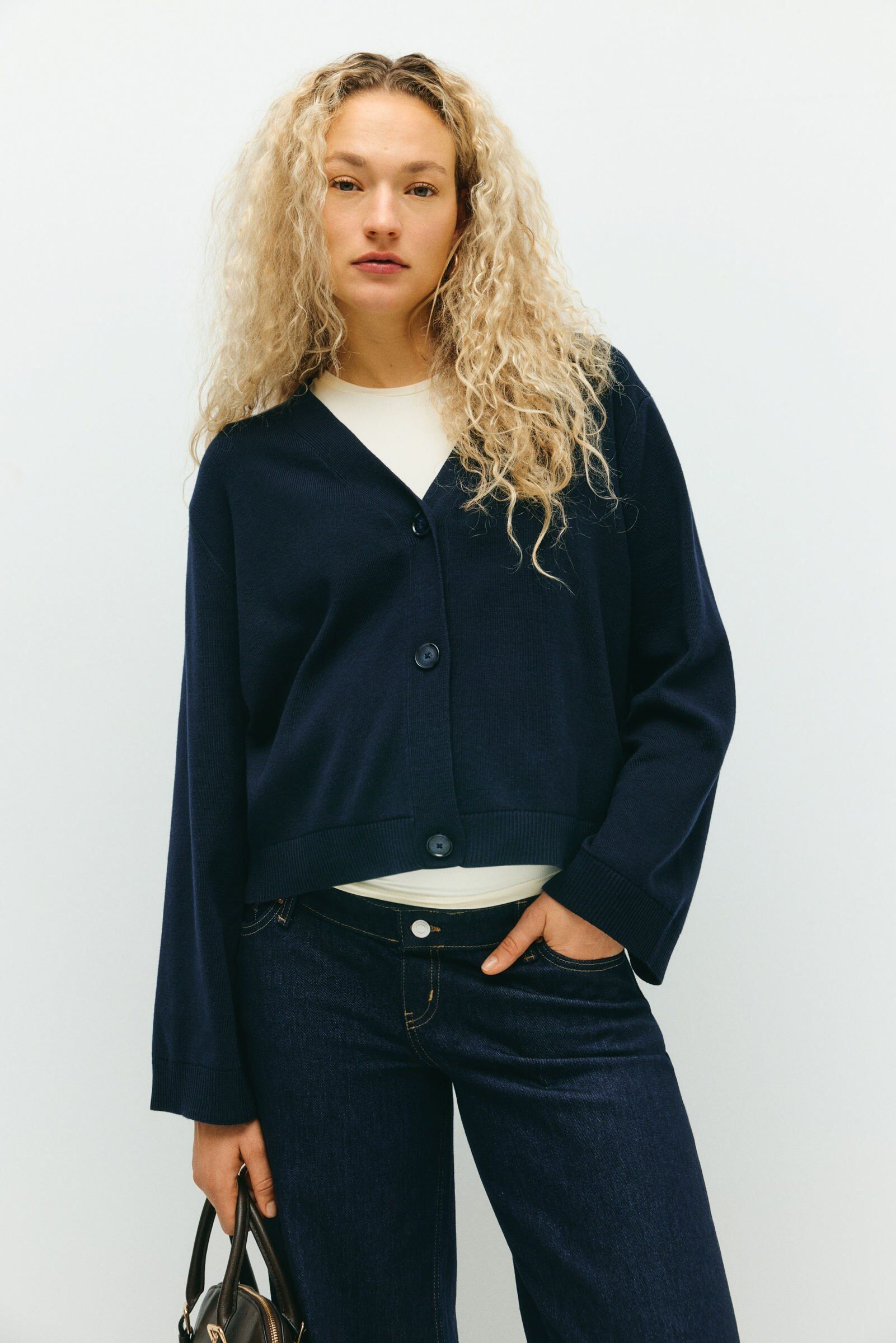 h&m Women Blue Mama Fine-Knit Cardigan-picture-30