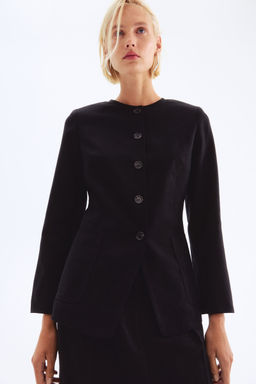 H&M - Women Black Linen-Blend Blazer