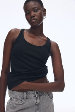 H&M - Women Black Rib-Knit Vest Top