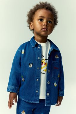 H&M - Boys Blue Embroidery-Detail Denim Overshirt