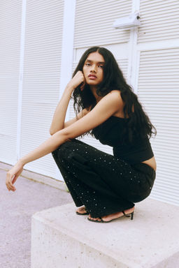 H&M - Women Black Wide High Jeans