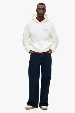 H&M - Men White Relaxed Fit Printed Hoodie