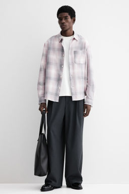 H&M - Men Pink Loose Fit Flannel Shirt