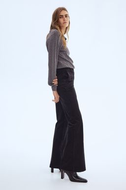 H&M - Women Black Bootcut Corduroy Trousers