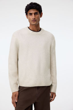 H&M - Men White Regular Fit Brushed Jumper