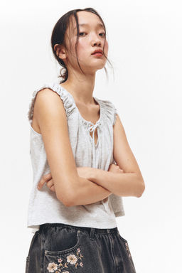 H&M - Women Grey Gathe Jersey Top