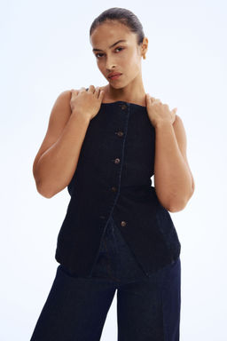 H&M - Women Blue Tailo Denim Waistcoat