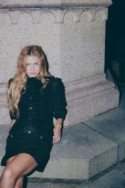 H&M - Women Black Rhinestone-Button Mini Skirt