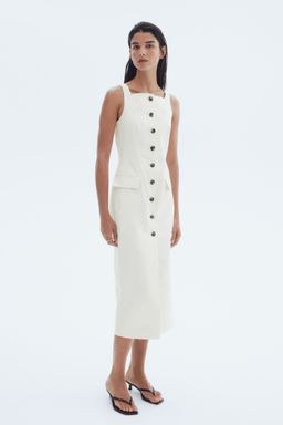 H&M - Women White Long Button-Front Dress