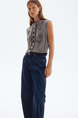 H&M - Women Grey Cable-Knit Waistcoat