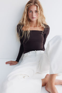 H&M - Women Brown Long-Sleeved Microfibre Top