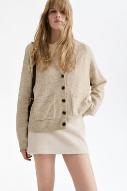 H&M - Women Beige Loose-Fit Cardigan