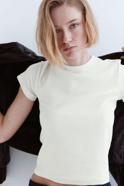 H&M - Women White Fitted Cotton T-Shirt