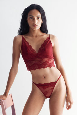 H&M - Women Red Microfibre And Lace Bralette