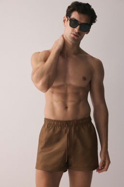 H&M - Men Beige Patterned Swim Shorts
