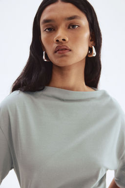 H&M - Women Turquoise Boat-Neck Cotton Top