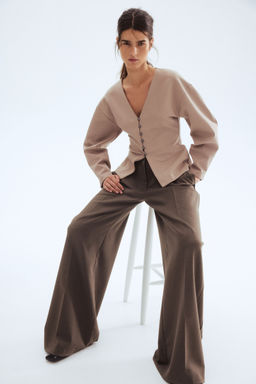 H&M - Women Beige Waisted Cardigan