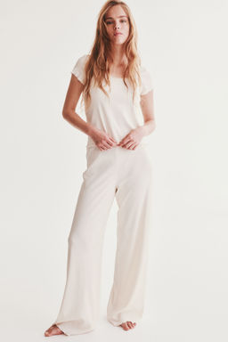 H&M - Women White Ribbed Pyjamas