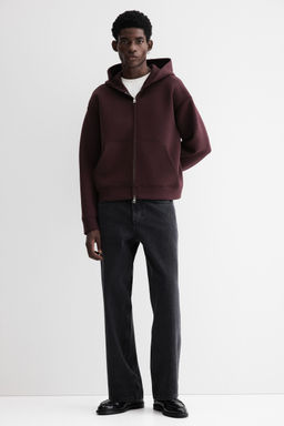 H&M - Men Purple Loose Fit Zip-Through Hoodie