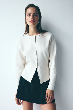 H&M - Women Beige Textu-Knit Cardigan