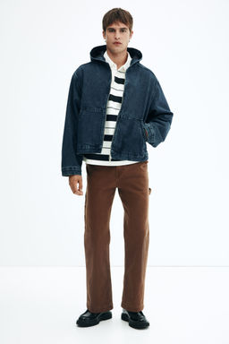 H&M - Men Blue Loose Fit Hooded Denim Jacket