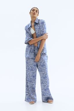 H&M - Women Blue Drawstring Trousers