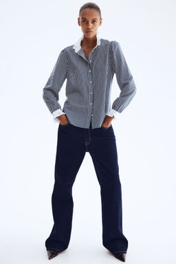 H&M - Women Blue Frill-Collar Blouse